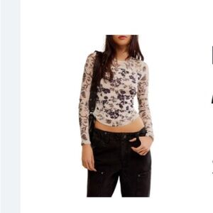 Free People Betty's Garden Mesh Top - Neutral Combo